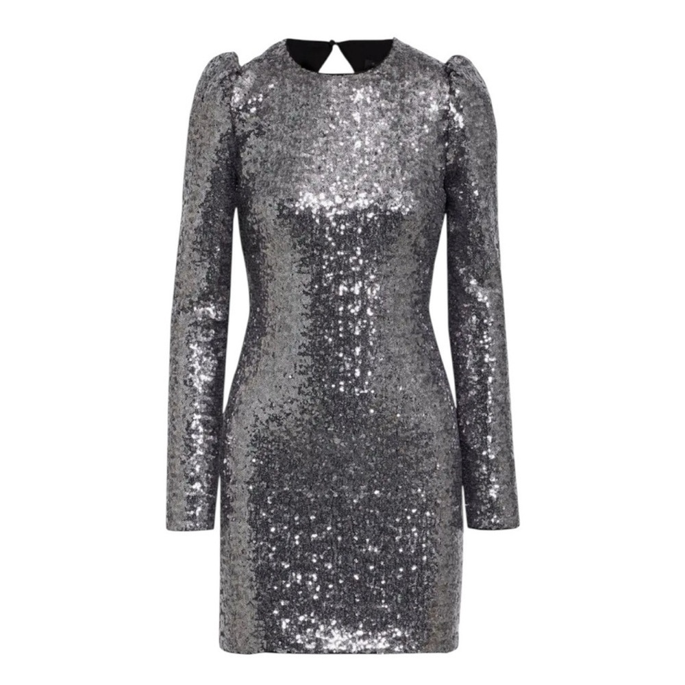 NWT Rachel Zoe Silver Sequin Karlee Backless Long-Sleeve Mini Dress- Size 2 - Picture 4 of 12